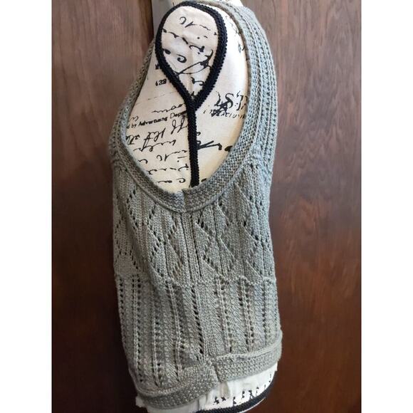 Crochet Vintage Banana Republic Green womens Sweater Vest Size large open vest - Picture 4 of 6